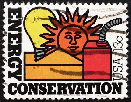 UNITED STATES OF AMERICA - CIRCA 1977: a stamp printed in the USA shows Energy Conservation, Conservation of Nation's Energy Resources, circa 1977
