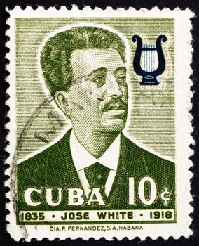 CUBA - CIRCA 1958: a stamp printed in the Cuba shows Jose Silvestre White Lafitte, Violinist and Composer, Musician, circa 1958