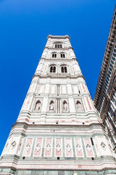 Italy, Florence. The famous landmark Campanile di Giotto, close to Duomo di Firenze