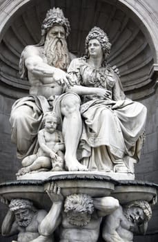 Vienna, Austria - Neptune Fountain next to Albertina Museum