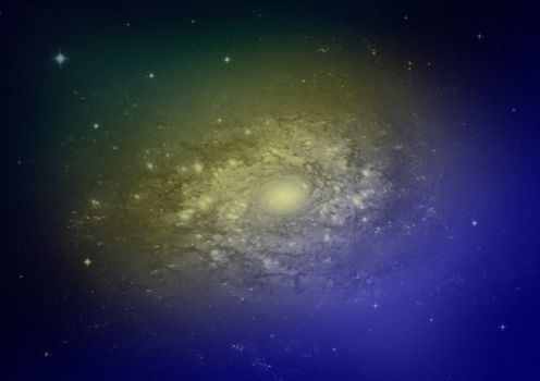 Stars and spiral galaxy in a free space