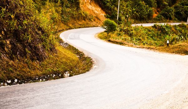 A road into Valley in the suburbs in Laos.