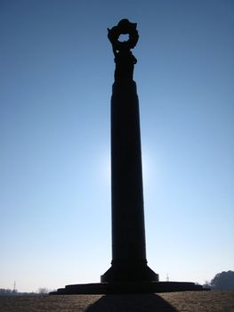 High monument to the lost soldiers in the sity