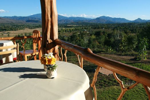 View of the Mountain with Coffee Shop