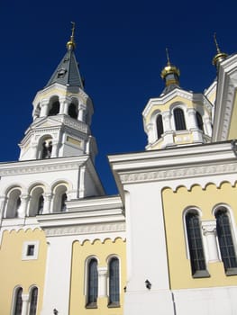 Beautiful church on a background of the blue sky