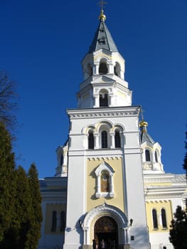 Beautiful church on a background of the blue sky