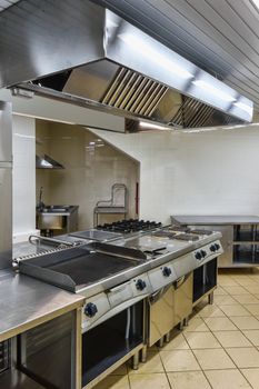 interior of the industrial kitchen with cooking facilities