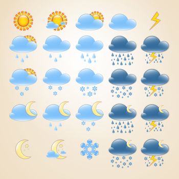 Set of 25 high quality detailedweather icons for day and night