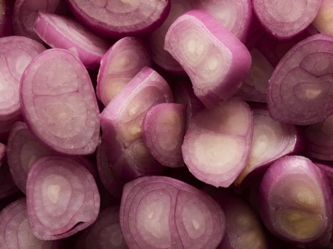 close up of chopped shallots food background