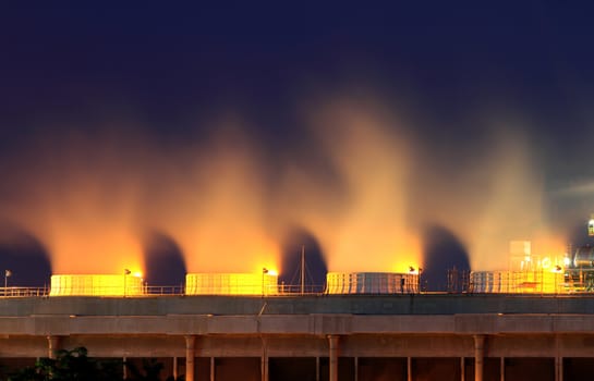 Oil refinery at twilight (Map Ta Phut Industrial Estate Rayong Thailand)