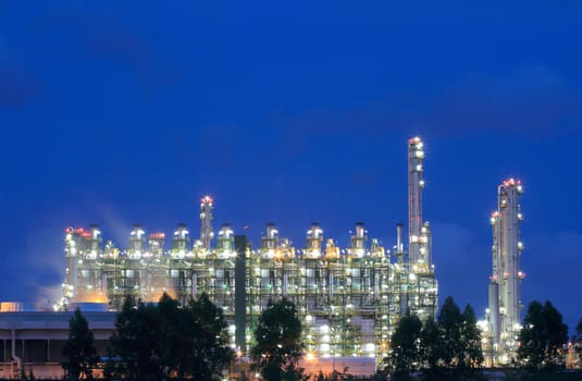 Oil refinery at twilight (Map Ta Phut Industrial Estate Rayong Thailand)