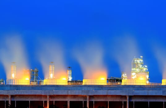 Oil refinery at twilight (Map Ta Phut Industrial Estate Rayong Thailand)