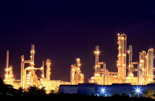 Oil refinery at twilight (Map Ta Phut Industrial Estate Rayong Thailand)