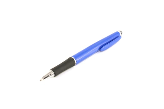 Blue ball-point pen over white