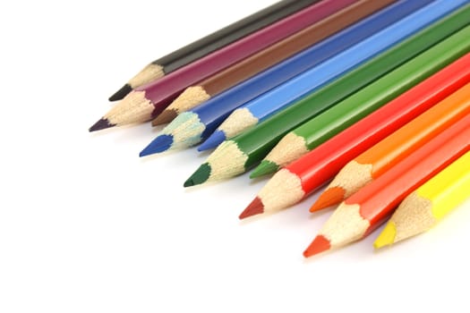 Color pencils over white