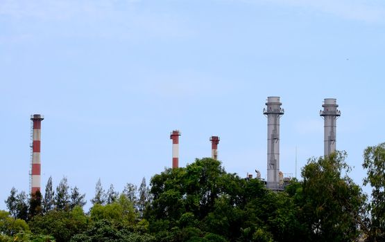 Oil and Gas Refinery Plant with distillation column and tank