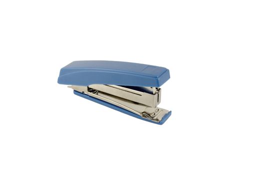 Blue stapler over white