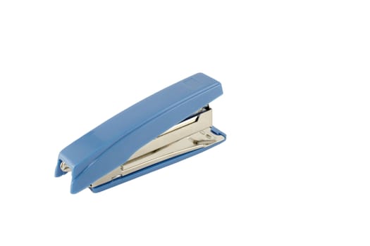 Blue stapler over white