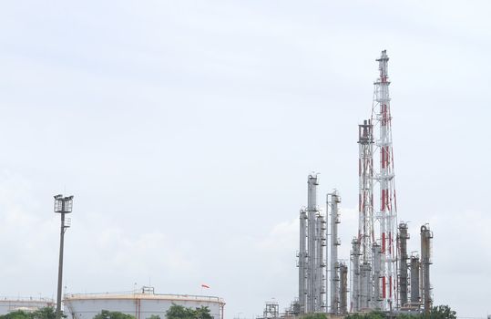 Oil and Gas Refinery Plant with distillation column and tank