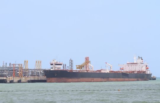 oil tanker in the port of     (Map Ta Phut Industrial Estate Rayong Thailand)