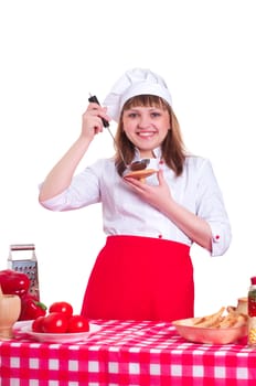 Woman tries to cook cooked food