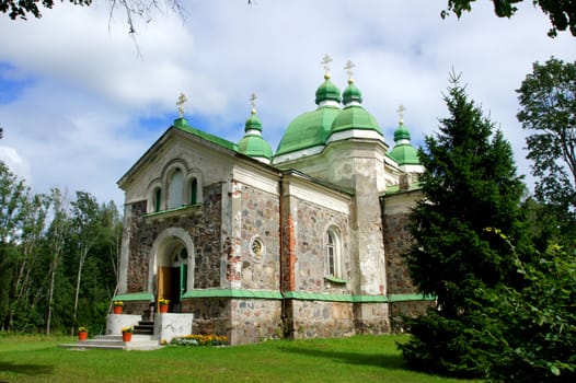 Old operating church in the West of Estonia