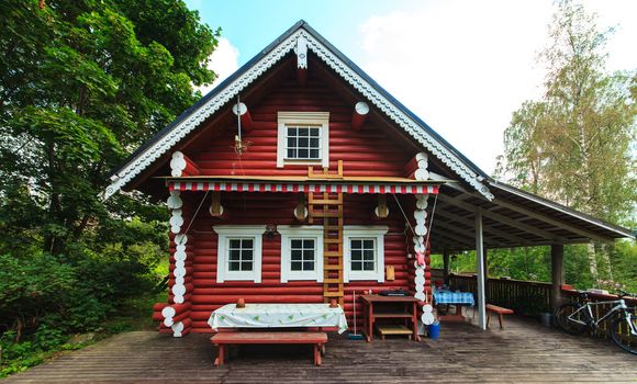 Red Log Cabin Holiday Home in the Forest