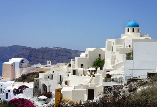 Santorini small white houses and streets           