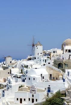 Santorini small white houses and streets