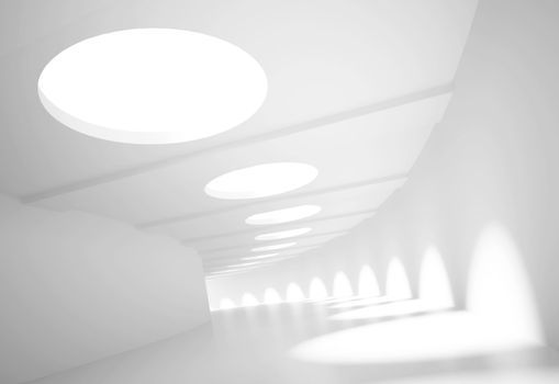 3d Illustration of White Empty Large Tunnel