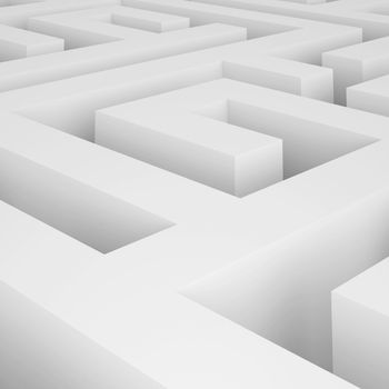 3d Illustration of White Maze Background or Wallpaper