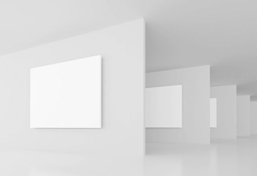 3d Illustration of White Gallery Interior Background