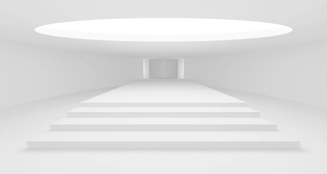 3d Illustration of White Podium Interior Background