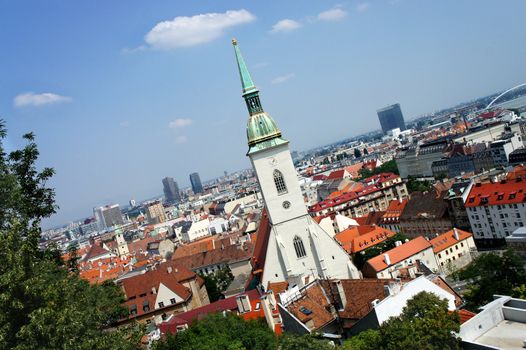 Bratislava, Slovakia - city panorama and St. Martin's Cathedral