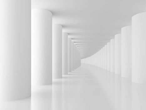 3d Illustration of White Columns Hall Background