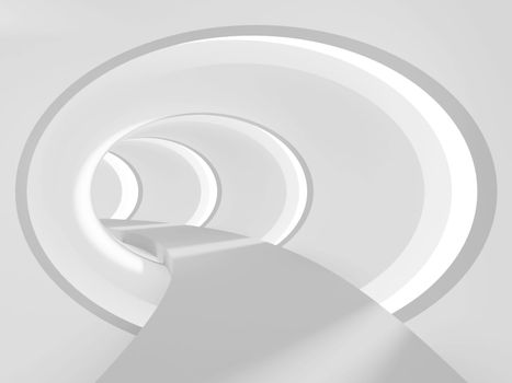 3d Illustration of White Abstract Tunnel Background