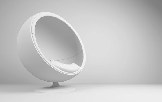 3d Illustration of White Modern Chair Interior