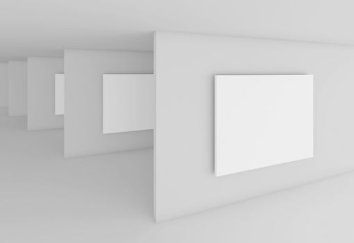 3d Illustration of White Abstract Gallery Interior