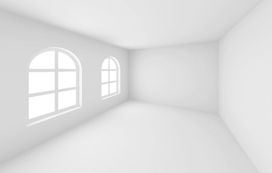 3d Illustration of White Abstract Empty Room