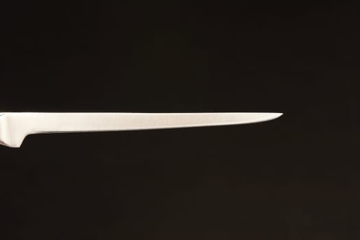 Blade of fillet knife - on black background