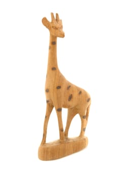 Antique wooden statue of a giraffe.