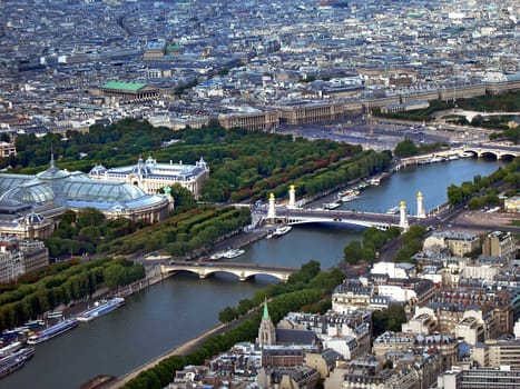 Seine with many bridges and New Opera from above 