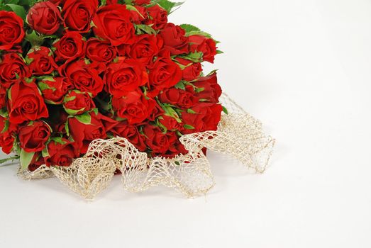 Bunch of red roses isolated on the white background 