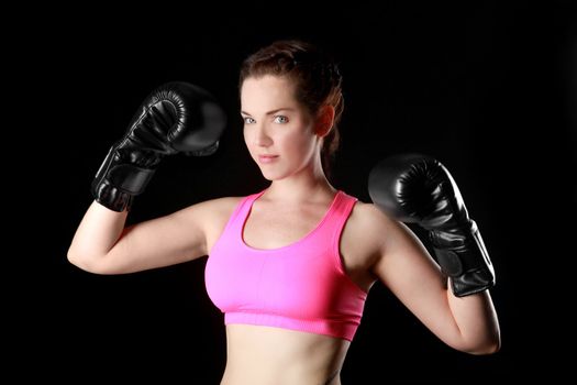 Intense Female With Boxing Gear