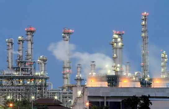 Oil refinery at twilight (Map Ta Phut Industrial Estate Rayong Thailand)