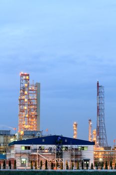 Oil refinery at twilight (Map Ta Phut Industrial Estate Rayong Thailand)