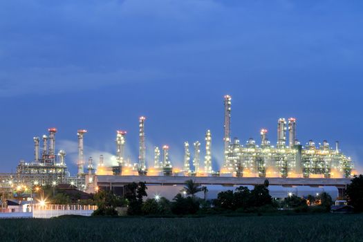 Oil refinery at twilight (Map Ta Phut Industrial Estate Rayong Thailand)