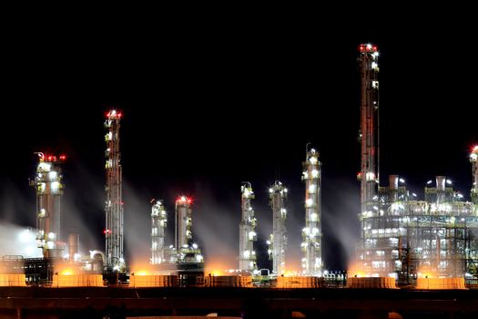 Oil refinery at twilight (Map Ta Phut Industrial Estate Rayong Thailand)