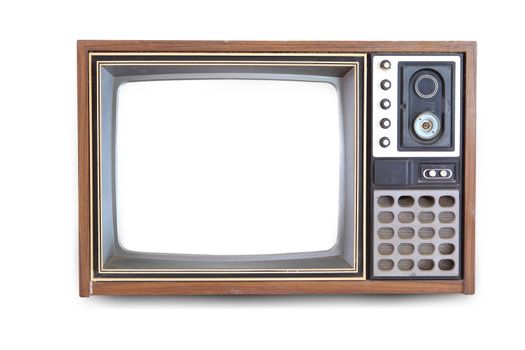 The old TV on the isolated white background