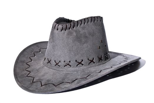 Gray cowboy hat on a white background.